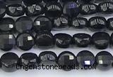 CCB1173 15 inches 4mm faceted coin black spinel beads