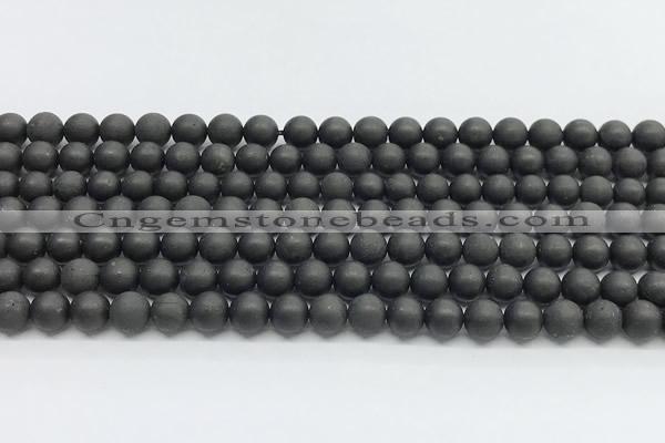 CCB1186 15 inches 6mm round matte shungite gemstone beads