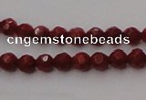 CCB120 15.5 inches 3mm faceted round red coral beads wholesale