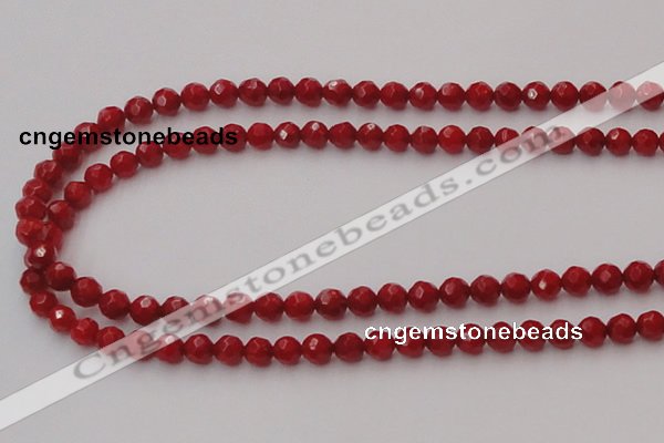 CCB121 15.5 inches 5mm faceted round red coral beads wholesale