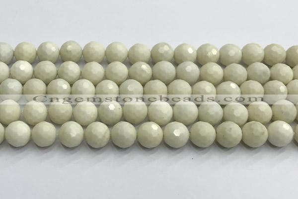 CCB1212 15 inches 10mm faceted round ivory jasper beads