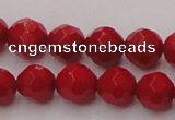 CCB122 15.5 inches 6mm faceted round red coral beads wholesale