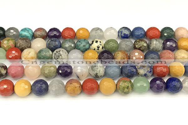 CCB1232 15 inches 10mm faceted round mixed gemstone beads