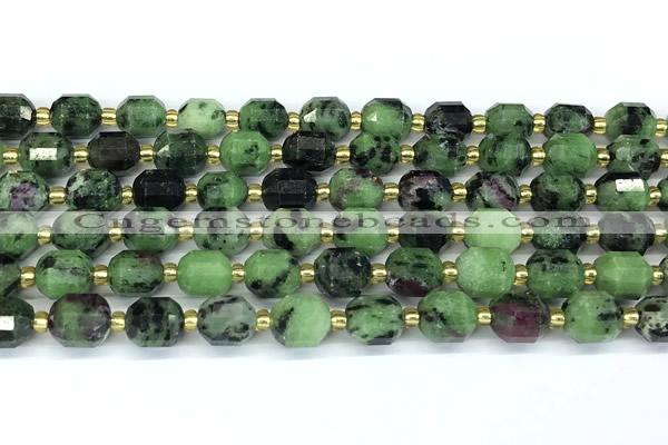 CCB1247 15 inches 7*8mm faceted ruby zoisite beads