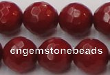 CCB125 15.5 inches 10mm faceted round red coral beads wholesale