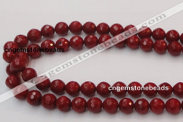 CCB125 15.5 inches 10mm faceted round red coral beads wholesale