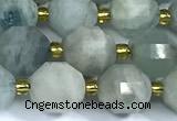 CCB1290 15 inches 9mm - 10mm faceted aquamarine gemstone beads
