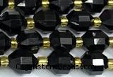 CCB1293 15 inches 7mm - 8mm faceted black tourmaline beads