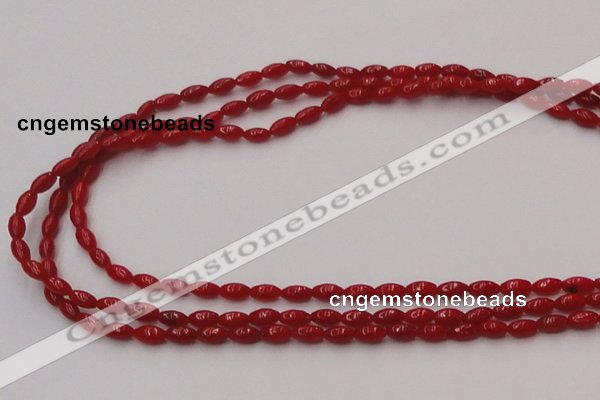 CCB130 15.5 inches 3*6mm rice red coral beads strand wholesale