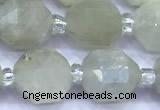 CCB1305 15 inches 9mm - 10mm faceted white moonstone beads