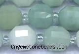 CCB1306 15 inches 9mm - 10mm faceted amazonite beads