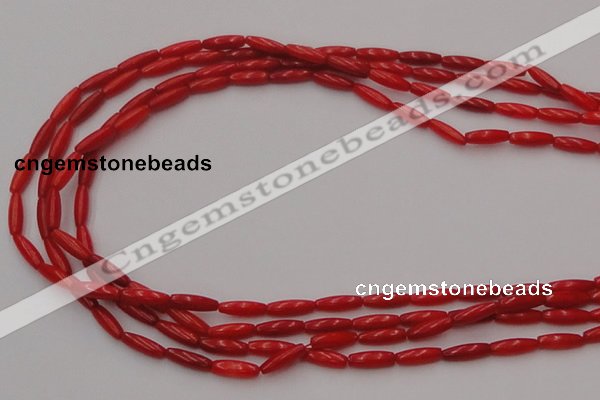 CCB131 15.5 inches 3*9mm rice red coral beads strand wholesale