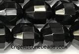 CCB1318 15 inches 9mm - 10mm faceted black agate beads