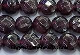 CCB1324 15 inches 6mm faceted coin red garnet beads