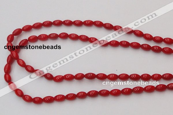 CCB133 15.5 inches 5*7mm rice red coral beads strand wholesale