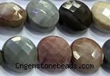 CCB1338 15 inches 8mm faceted coin American picture jasper beads