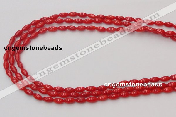 CCB134 15.5 inches 4*8mm rice red coral beads strand wholesale