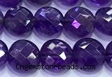 CCB1342 15 inches 8mm faceted coin amethyst beads