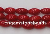 CCB135 15.5 inches 5*8mm rice red coral beads strand wholesale