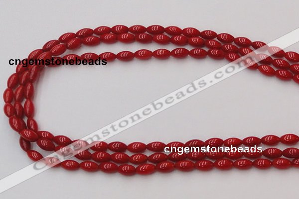 CCB135 15.5 inches 5*8mm rice red coral beads strand wholesale