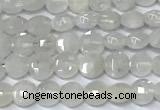 CCB1366 15 inches 4mm faceted coin white moonstone beads