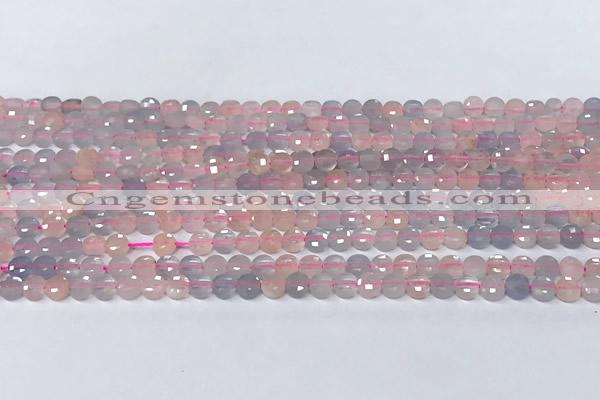 CCB1370 15 inches 4mm faceted coin morganite beads