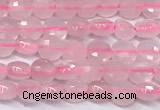 CCB1371 15 inches 4mm faceted coin rose quartz beads