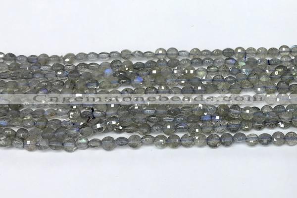 CCB1374 15 inches 4mm faceted coin labradorite beads