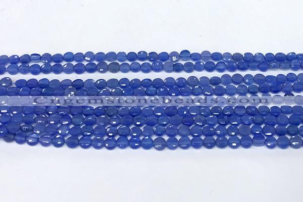 CCB1381 15 inches 4mm faceted coin blue agate beads