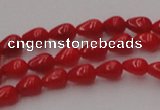 CCB139 15.5 inches 4*6mm teardrop red coral beads wholesale