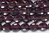CCB1395 15 inches 4mm faceted coin red garnet beads