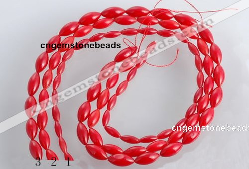 CCB14 5pcs 15.5 inches rice shape red coral beads Wholesale