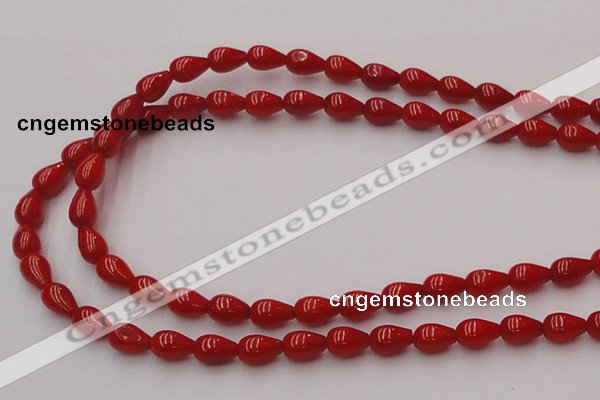 CCB140 15.5 inches 5*8mm teardrop red coral beads wholesale