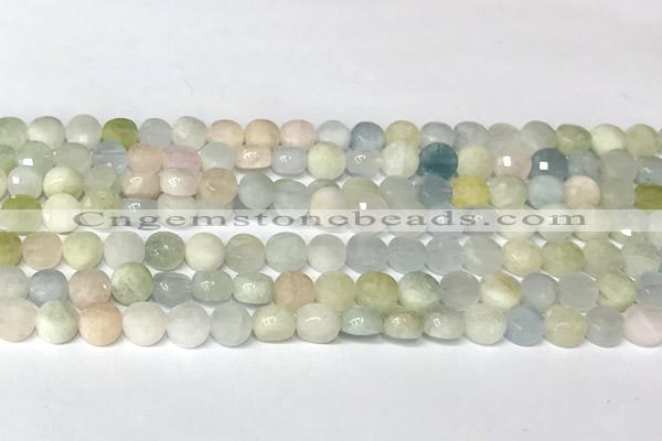 CCB1404 15 inches 6mm faceted coin morganite beads