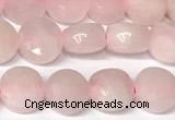 CCB1405 15 inches 6mm faceted coin rose quartz beads