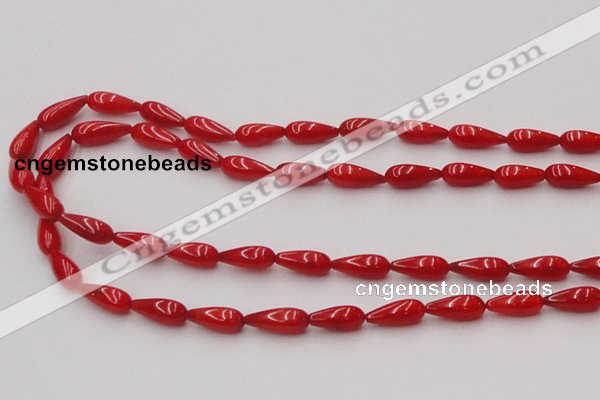 CCB141 15.5 inches 5*11mm teardrop red coral beads wholesale