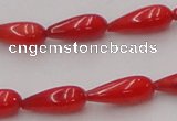 CCB142 15.5 inches 5*12mm teardrop red coral beads wholesale