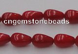 CCB143 15.5 inches 6*11mm teardrop red coral beads wholesale