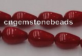 CCB144 15.5 inches 7*11mm teardrop red coral beads wholesale