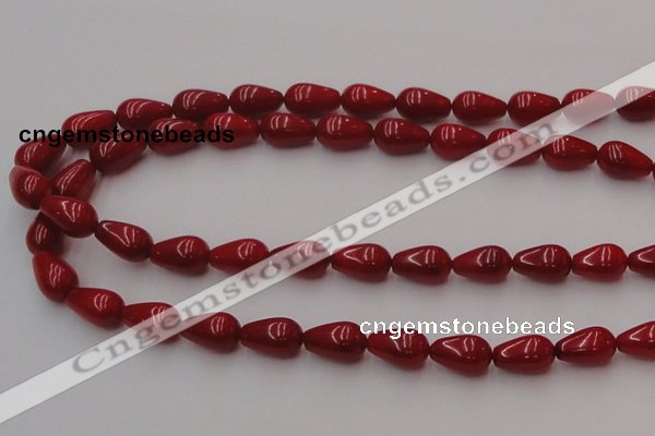 CCB144 15.5 inches 7*11mm teardrop red coral beads wholesale