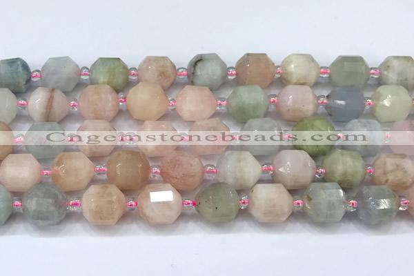 CCB1456 15 inches 9mm - 10mm faceted morganite beads