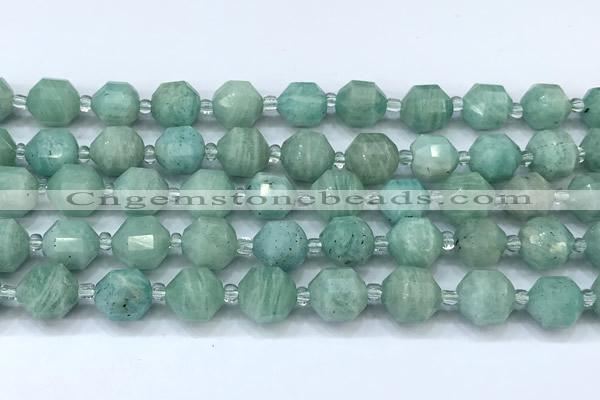 CCB1458 15 inches 9mm - 10mm faceted amazonite beads