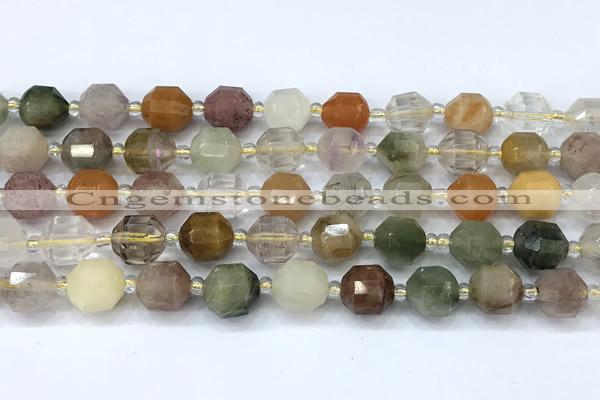 CCB1460 15 inches 9mm - 10mm faceted quartz beads