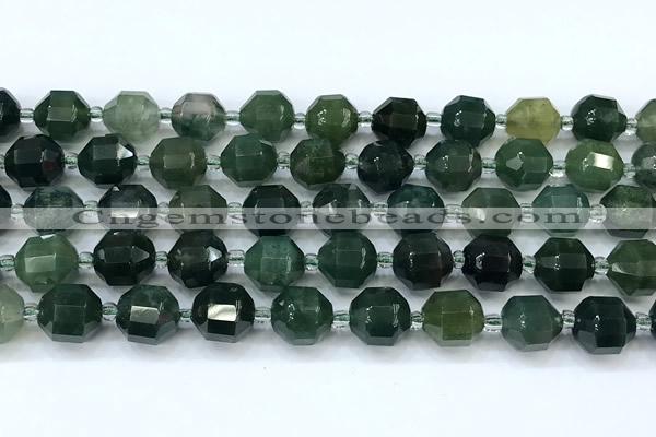 CCB1472 15 inches 9mm - 10mm faceted moss agate beads