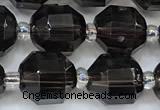 CCB1475 15 inches 9mm - 10mm faceted smoky quartz beads