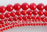 CCB15 5pcs 15.5 inches round shape red coral beads Wholesale