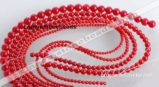 CCB15 5pcs 15.5 inches round shape red coral beads Wholesale