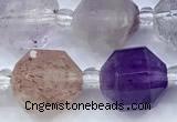 CCB1513 15 inches 9mm - 10mm faceted mixed quartz beads