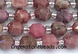 CCB1583 15 inches 5mm - 6mm faceted rhodonite gemstone beads