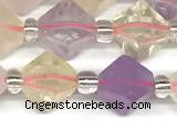 CCB1606 15 inches 10mm faceted mixed quartz beads